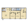 Three bedroom floor plan l Cottage Bell Apartments in Sacramento CA